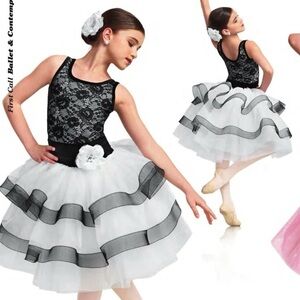 Womens Curtain Call Ballet Dance Costume Tutu Style E1173 Size ASM Black White